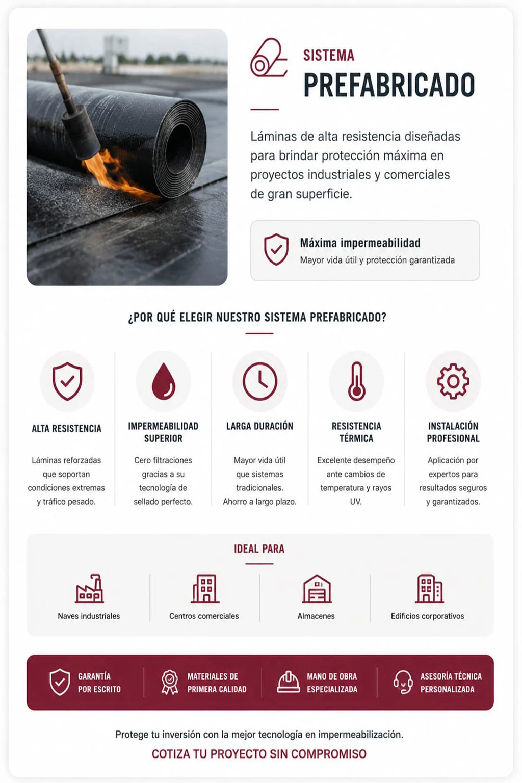 Sistema prefabricado de impermeabilización